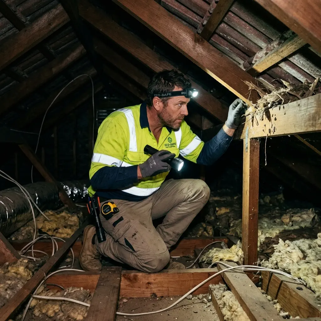 Technician using detection equipment to locate a dead rat inside a Williams Landing wall cavity